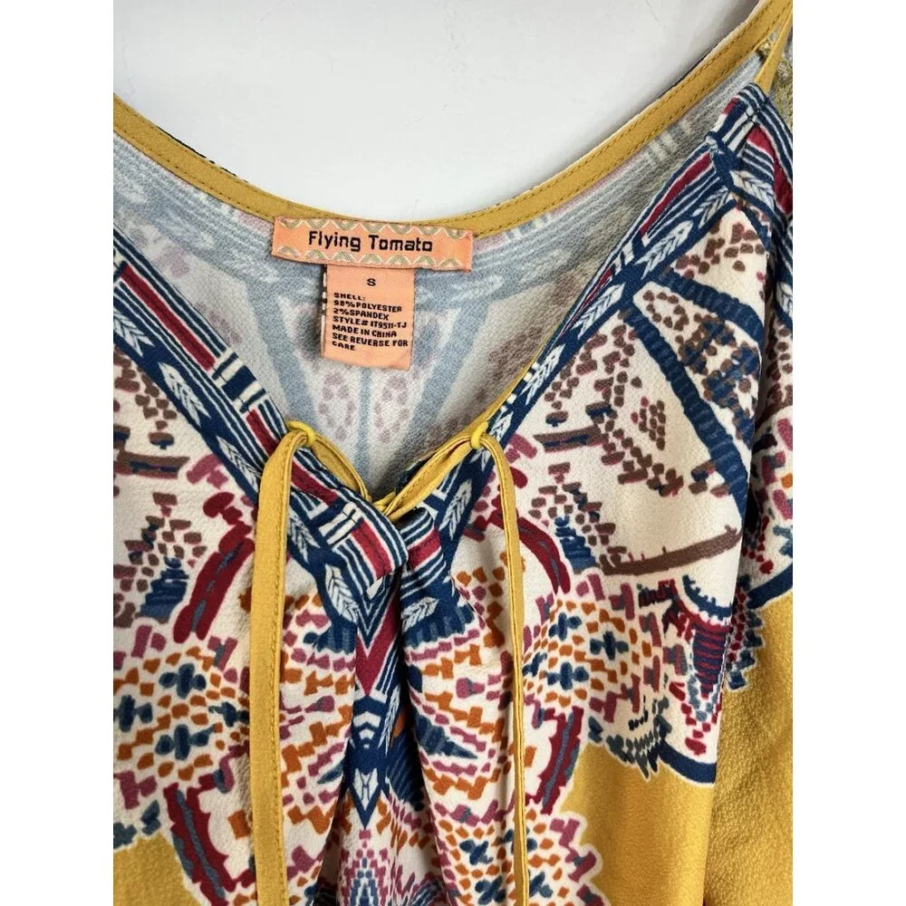 FLYING TOMATO Small Cold Shoulder Lace Up Front Colorful/Sexy/Fun S 💛 - Picture 4 of 5